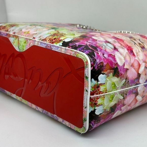 π2XHP Christian Louboutin CABATA Spiked Studded Paris Blooming Floral Tote Bag - Picture 16 of 16